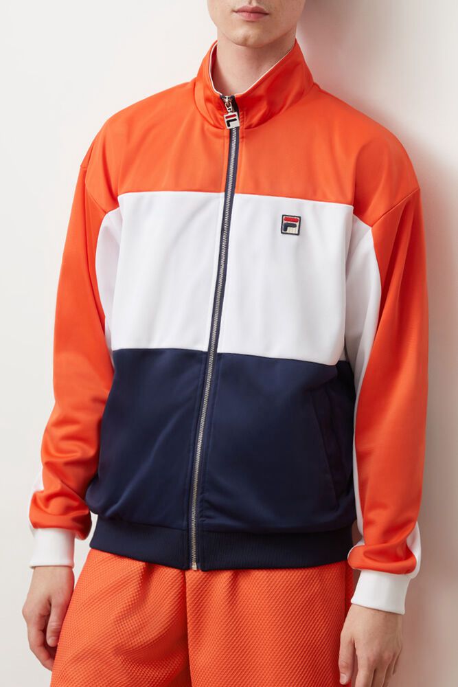 Fila Sterling Track Orange/White/Navy Jacket Mens - NZ 59142-TXGE